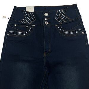 Danesi‎ High Waist Jeans Rhinestone Embellished Denim Pants Slim Fit Size 11